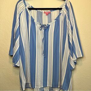 Woman Within 💗 baby blue and white 💗 stripes 💗 1X